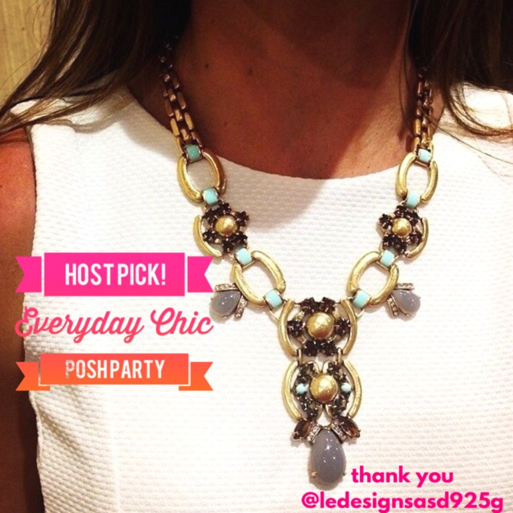Stella & Dot | Mint/Cognac/Gray Gold Livvy NEW Statement Necklace - Picture 5 of 16